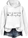 Women’S Fashion Hoodies Sweatshirts Hoodies Letter Graphic Drawstring Sweatshirt Long Sleeve Pocket Pullover Tops