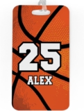 Basketball Luggage & Bag Tag | Personalized Name & Number | Standard Lines on Back | Large