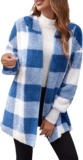 Womens Winter Coats Warm Plush Hooded Jackets Flannel Trendy Plaid Fleece Zip Up Button Cardigan Jacket