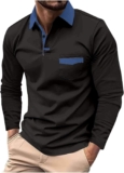 Mens Shirt,Men’s Polo Shirts Long Sleeve Golf Shirt Lightweight Collared Tshirt Causal Pullover Tops Henley Tee