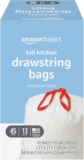 Amazon Basics Tall Kitchen Drawstring Trash Bags, Clean Fresh Scent, 13 Gallon, 45 Count, Pack of 1