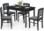 Tangkula Dining Table Set for 4, Farmhouse Solid Wood Dinette Set w/Rubber Wood Legs, Upholstered Seat & Padded Backrest, Mid-Century Modern Dining Table and Chairs Set for Kitchen, Dining Room