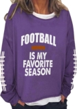 Football Sweatshirt Women Game Day Sweatshirts Football Team Fans Pullover Shirt Letter Graphic Long Sleeve Tops