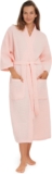 MONARCH Square Waffle Spa Kimono Robe – Soft Light Hotel Bathrobe Cypress (One Size/Large, White)