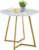 VECELO Round Dining Room Table with Wood Grain Tabletop and Steel Frame, for Kitchen, Living Room, Office, Conference, 2 to 4 Person, White & Gold