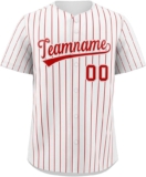 Custom Pinstripe Baseball Jersey Button Down Shirt Printed or Stitched Personalized Name Number for Men/Women/Youth