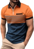 HUCHPI Men Polo T Shirts Classic Button V Neck Basic Short Sleeve Shirt Solid Color Tees Golf Stylish Shirt Office Mens Tops