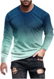 Muscularfit Mens Long Sleeve Shirts Casual Gradient Color Loose Pullover Graphic Tee Shirts Fall Fashion Athletic Sweatshirts
