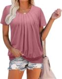 ZOLUCKY Womens Casual Short Sleeve Tunic Tops Scoop Neck T Shirts Summer Loose Fit Tunics