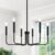 Black Chandelier, 6-Light Farmhouse Chandelier for Dining Room Lighting Fixtures Hanging, Dining Light Fixtures Industrial Modern Chandelier for Bedroom, Foyer, Hall, Kitchen, Living Room and Entryway