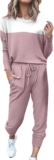 Comfy Lounge Sets for Women,Women’s 2 Piece Sweatsuit Long Sleeve Crewneck Sweatshirts Jogger Pant Set Tracksuit
