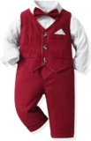 Boys Gentleman Fall Long Sleeved Bow Tie Cotton Shirt Vest Pants Three PC Christmas Children’s Suit Kid