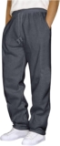 Sweatpants for Men Fleece Open Bottom Straight Leg Trousers Baggy Lounge Running Athletic Joggers Pants with Pockets