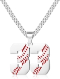 Btysun Baseball Necklaces Baseball Jersey Number 0-99 Charms Pendant Stainless Steel Necklace for Men Baseball Gifts Dad Husband Christmas Gift for Him Mens Jewelry