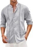 Men’s Long Sleeve T Shirt Casual Polo Shirts Classic Basic Button T-Shirt Loose Fit Workwear Office Tops
