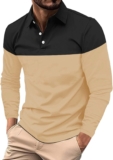 Mens Shirt,Long Sleeve Polo Shirts for Men Classic Button Down V Neck Collar Tees Casual Stylish Tops with Pocket