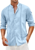 Men’s Long Sleeve T-Shirt Casual Polo Shirts Classic Basic Button T-Shirt Loose Fit Workwear Office Tops
