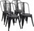 Furmax Metal Dining Chair Indoor-Outdoor Use Stackable Classic Trattoria Chair Chic Dining Bistro Cafe Side Metal Chairs Set of 4 (Black)
