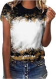 Womens Leopard Sublimation T Shirts Crew Neck Casual Blouses Funny Cute Clothes Faux Bleached Tee Novelty Tees