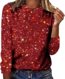 Cat Shirts for Women Sequin Top Party Long Sleeve Sparkly Glitter Shirt Tee Shiny Bodycon Blouse Sexy Clubwear
