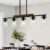 36.2‘’ Kitchen Lighting, 5-Light Dining Room Light Fixture Chandelier Over Table, Black Modern Rustic Wood Ceiling Pendant Light Fixtures, with Clear Glass Shade, Farmhouse Chandelier