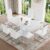 JUFU Dining Table Set for 6, 63″ Marble Dining Room Table Sets, Modern Kitchen Table and Chairs Set of 4 with 1.8in Thick Top and Leather Upholstered Chairs, Ideal for Dining Room and Kitchen