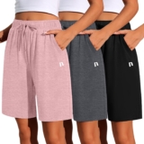 Neer 3 Pack Women’s Shorts Quick Dry Shorts Women Drawstring High Waisted Shorts Womens Bermuda Athletic Shorts with Pockets