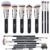 Bueart Design 16Pcs Ultra soft Essential Makeup Brushes set Professional makeup brush set with Premium vegan Hair for Foundation concealer eyeshadow face Contour Blush (16Pcs Pearl Black)
