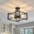 ZGLAOJT 4-Lights Close to Ceiling Light,Black Light Fixture Industrial Flush Mount Ceiling Light ,Farmhouse Chandelier Lighting for Kitchen Island Dining Room Bedroom Foyer Hallway