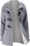 JiangWu Womens Fashion Horn Button Fleece Thicken Coat with Hood Winter Warm Jacket