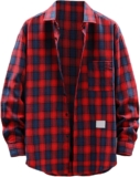 Men’s Long Sleeve Shirt Flannel Shirt Long Sleeve Lightweight Plaid Shirt Casual Button Down Shirts Jacket