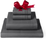 Mellanni Queen Sheets Set – 4 PC Iconic Collection Bedding – Hotel Luxury, Extra Soft, Cooling Bed Sheets – Wrinkle, Fade, Stain Resistant (Queen, Gray)