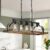 WUZUPS 5-Light Metal Chandelier Imitation Wood Grain Linear Pendant Ceiling Lighting Rustic Farmhouse Fixture Kitchen Island Dining Room, H 8.5″ L 31.5″ W10, E26 Base, Black & Retro Wood