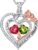 Iefil Rose Heart Necklace Gifts for Wife Women – 925 Sterling Silver Double Birthstone Necklace, Anniversary Birthday Gifts for Women, Jewelry Gift for Wife Girlfriend Mom Her