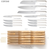 CAROTE 12PCS Knife Set, Stainless Steel Kitchen Knife Set with Drawer Store Kinife Organizer, Cutlery Knife Set with Block, Dishwasher Safe, White (Include Knives)
