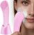 PRITECH Facial Cleansing Brush, Rechargeable Silicone Face Scrubber with Heat Massage End, Vibrating Exfoliator Scrubber for Deep Cleaning, Waterproof Face Brush for Women and Men (Pink)