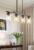 Amico Dining Room Light Fixture 4-Light Kitchen Island Lighting with Adjustable Rods, Farmhouse Decor Black Metal & Wood Chandelier with Seeded Glass Shade, Island Lights for Kitchen