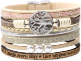 Inspirational Tree of Life Leather Bracelets for Women,Birthday Mothers Day Jewelry Gifts for Teen Girls