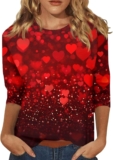 Valentine’s Day Women’s Blouses Shirts Valentines Day Shirts for Women Love Heart Print Valentine’s Day Sweatshirt for Women