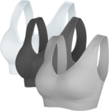 Cabales Women’s 3-Pack Seamless Wireless Removable Pads Sports Bra