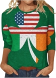 St Patricks Day Shirt Women Fashion Casual Irish Clothing Get Lucky Shirts Tops St. Patrick’s Day Shirts Womens Lucky