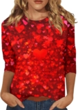 Valentine Shirts for Women Shirts Valentines Day Shirts for Women Love Heart Print Valentine’s Day Heart Fan