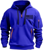 RTTUIOP Hoodies for Men Quarter Zip Pullover Tactical Sweatshirt Vintage Long Sleeve Casual Fashion Hoodie With Pockets