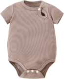 Baby Girl Short Sleeved Solid Color Baby Summer Cute Fashion Small Buckle Romper Solid Color Newborn