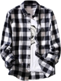 Mens Shirts Classic Checked Work Dress Long Sleeve T-Shirts Men Fall Vintage Plaid Shirts Coat Regular Fit Button Up