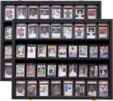 VERANI Baseball Card Display Case – 36 Graded Sports Card Display Frame – Holds Sport Cards with UV Protection Clear View Lockable Wall Cabinet for Football Basketball Trading Card Horizontal – 2Pack