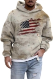 Workout Hoodies for Men American Flag Mens Hooded Sweatshirt United States Usa Tattered Flag Hoodie