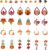 JOICEE 34 PCS Fall Thanksgiving Earrings Set,Autumn Earrings Set Pumpkin Turkey Maple Leaf Sunflower Wooden Dangle Earrings Stud Jewelry Earring for Women Decor Autumn Halloween Party Gift