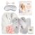 Birthday Gifts for Women,Spa Robe and Slippers Set, Bathrobe With Silky Satin Sleep Mask, Scented Candle Self Care 7 Pack Suitable for Christmas Thanksgiven Day Grey