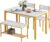 soges 4 Person Dining Table Set,43.3 inch Kitchen Table Set for 4,2 Chairs with Backrest,2-Person Bench with Storage Rack,Nesting Furniture Set for Dining Room and Restaurant, White Gold
